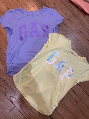 GAP Girls Sequin Logo Tee Set - Lavender & Pale Yellow